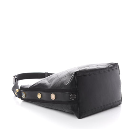 Chanel Calfskin Stitched Large Button Up Hobo Black 3 of 9