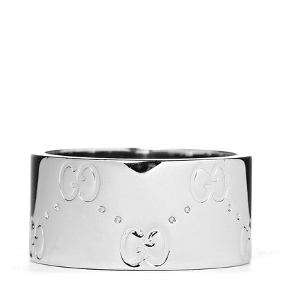 Gucci 18K White Gold 9mm Icon Band Ring 51 5.75 3 of 5