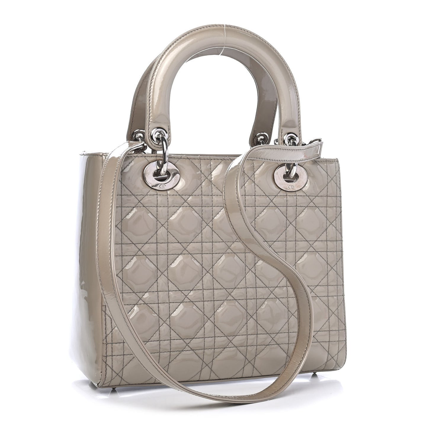 Patent Cannage Medium Lady Dior Grey