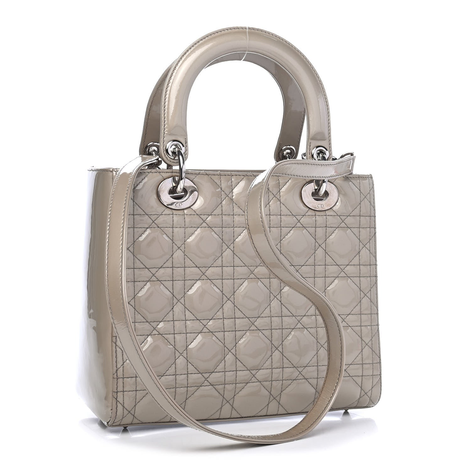 Christian Dior Patent Cannage Medium Lady Dior Grey 3 of 9