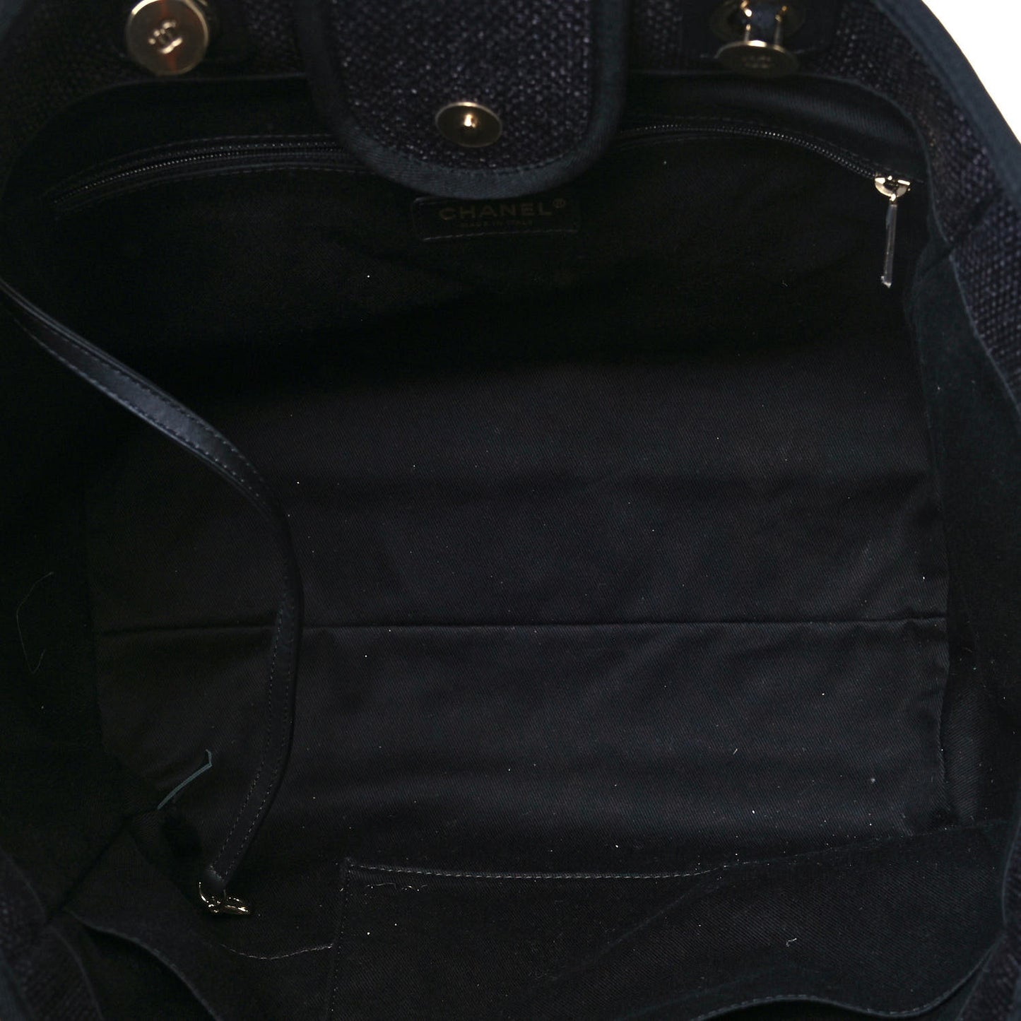 Woven Straw Raffia Large Deauville Tote Black