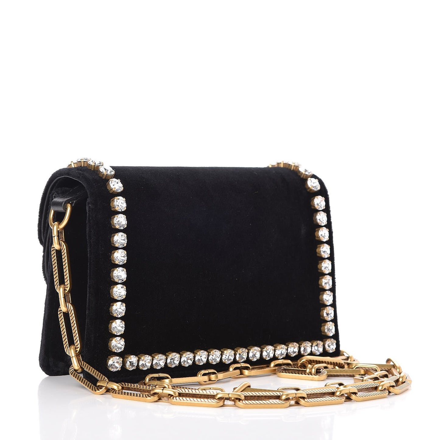 Velvet Crystal Mini Bee Broadway Shoulder Bag Black