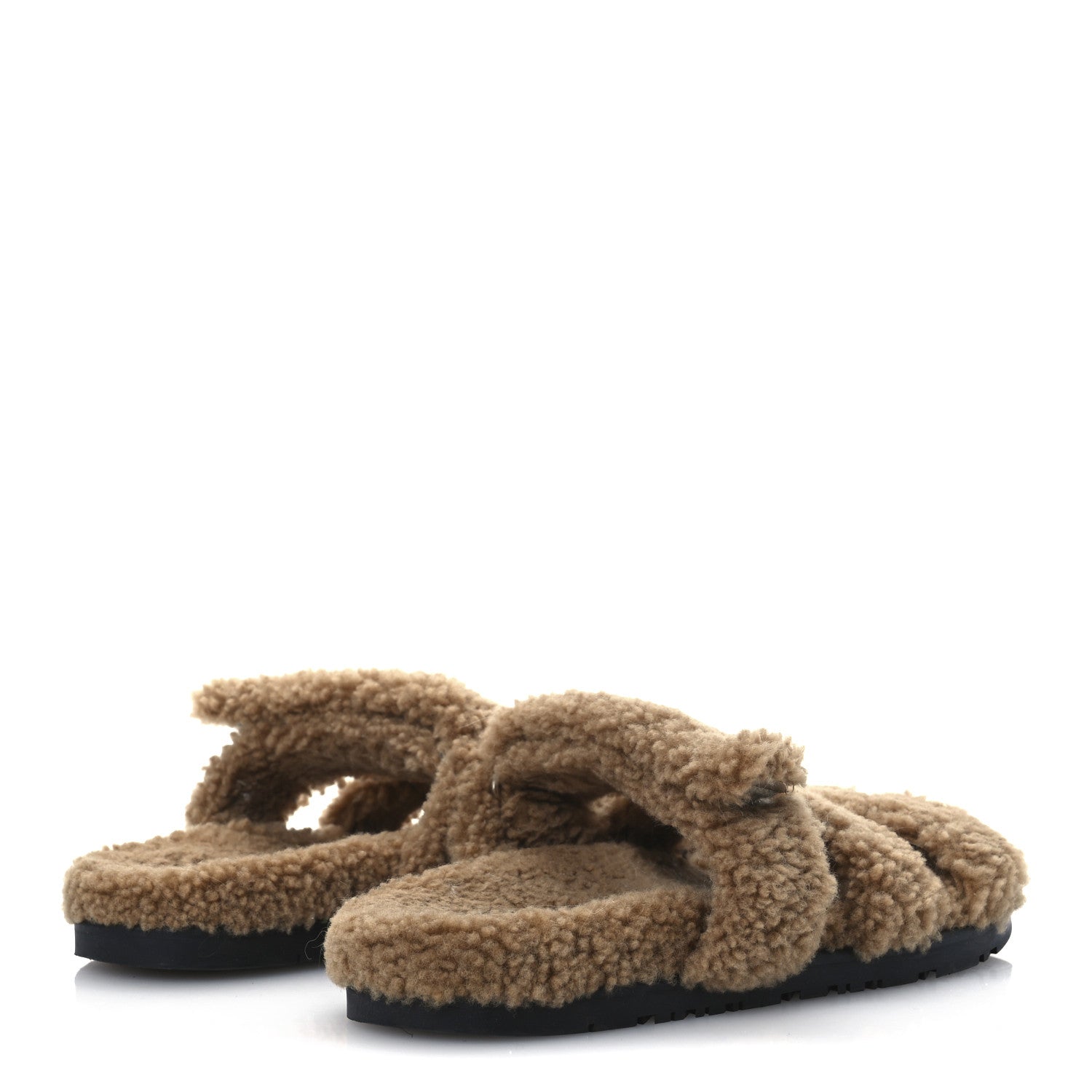 Hermes Woolskin Womens Chypre Sandals 38 Beige Argile 5 of 9