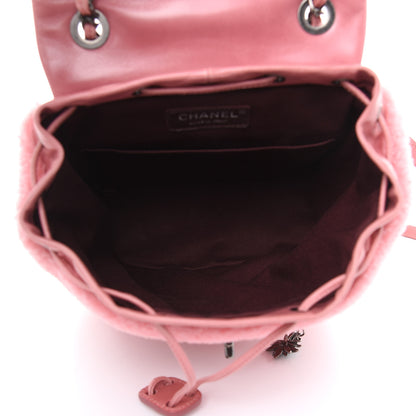Chanel Glazed Calfskin Shearling Quilted Small Mountain Backpack Pink 5 of 13