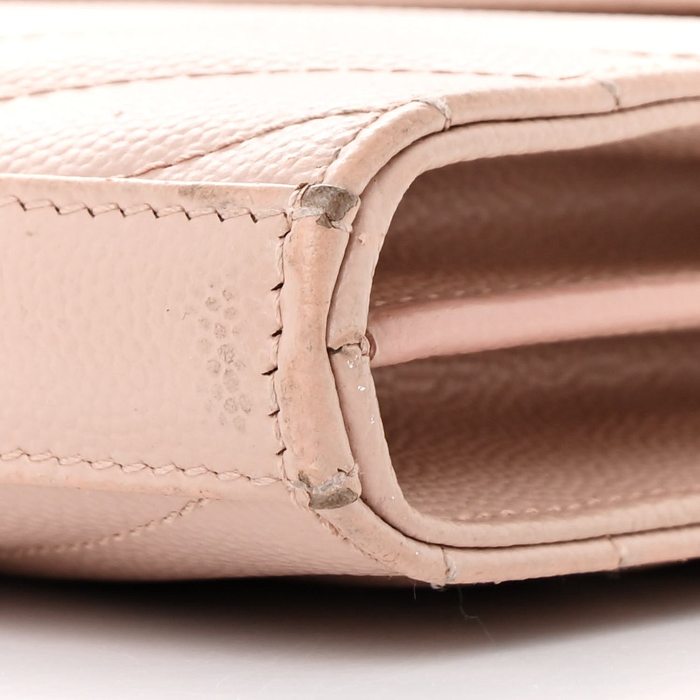 Grain De Poudre Matelasse Chevron Monogram Chain Wallet Pale Pink