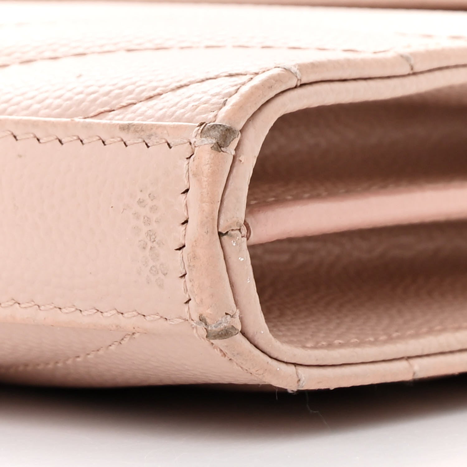 Saint Laurent Grain De Poudre Matelasse Chevron Monogram Chain Wallet Pale Pink 11 of 12