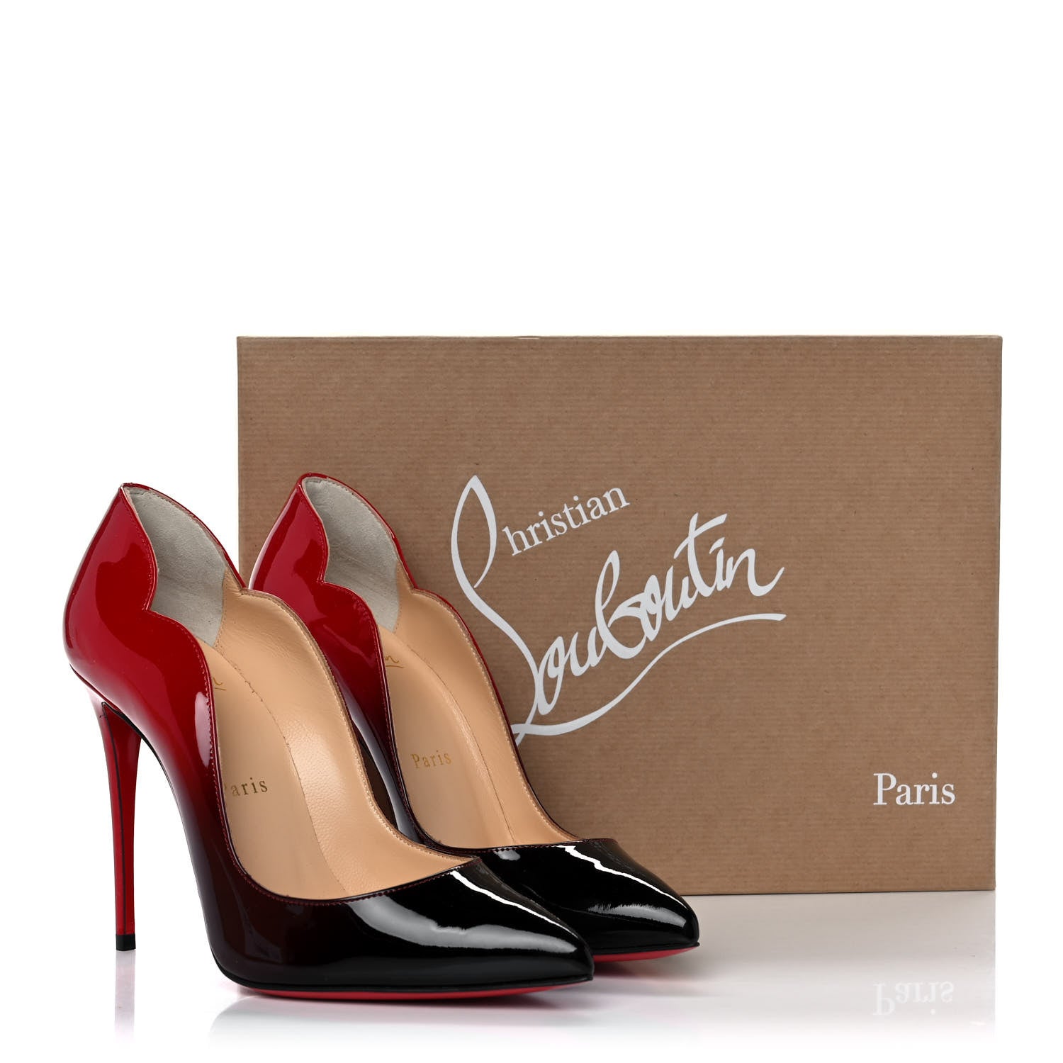 Christian Louboutin Patent Degrade Hot Chick 100 Pumps 37 Black Red 8 of 8