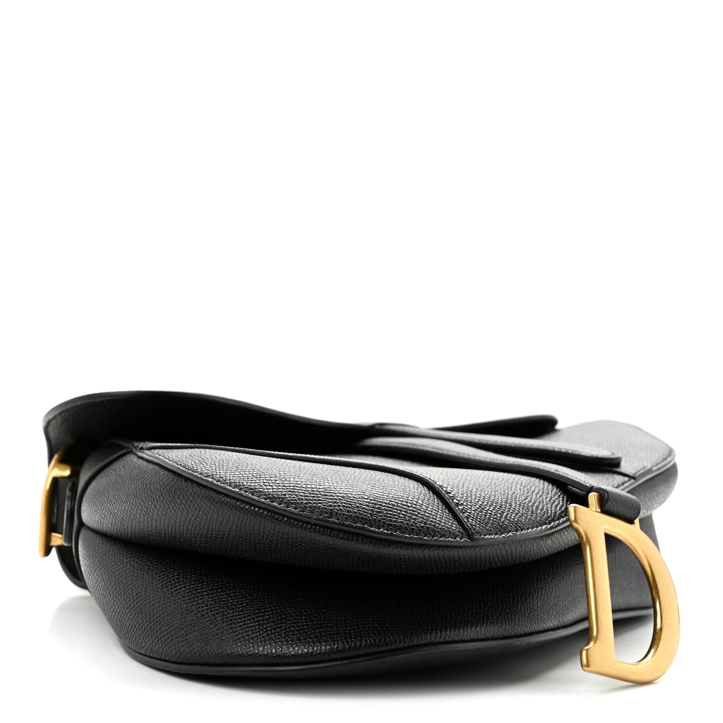 Grained Calfskin Saddle Bag With Strap Black