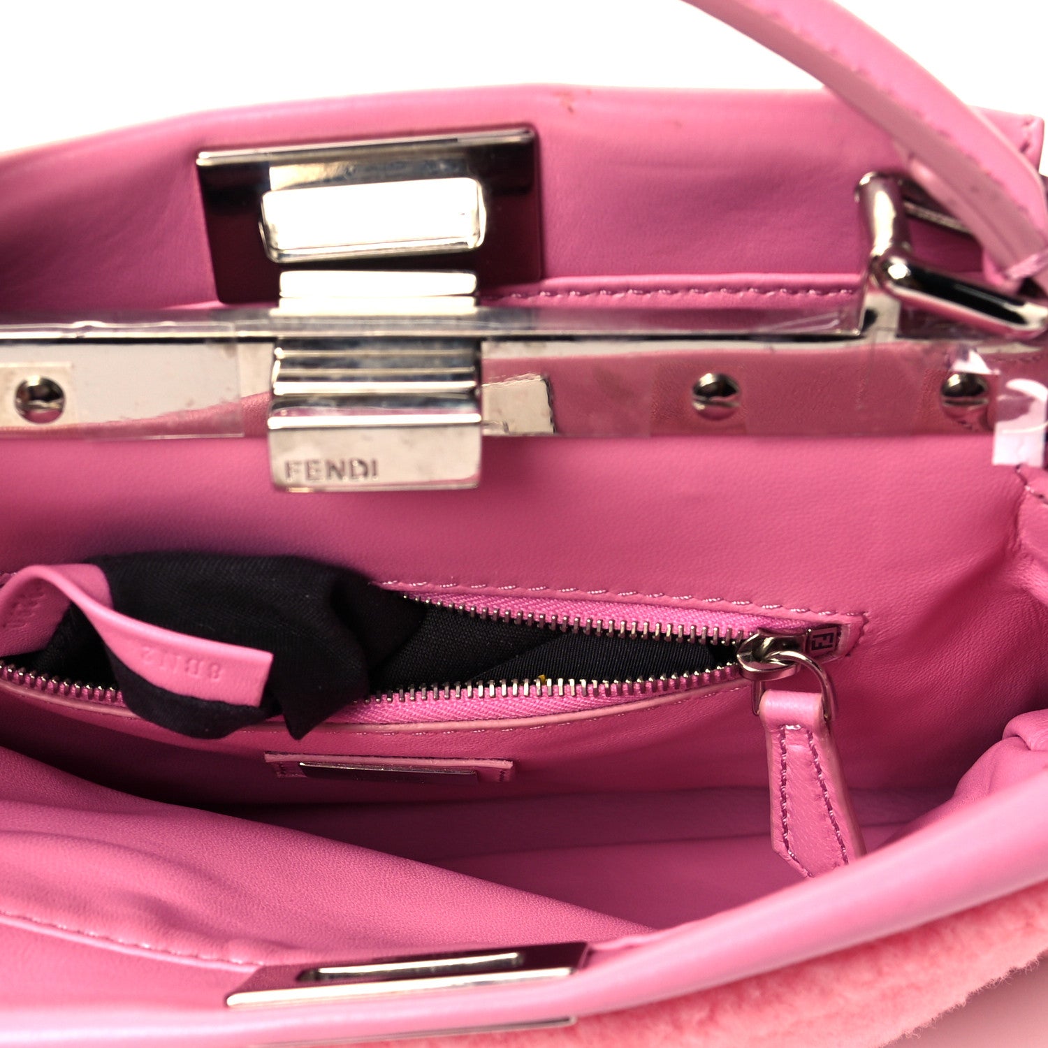 Fendi Shearling Nappa Mini Peekaboo Iconic Satchel Lollypop 4 of 8