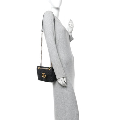 Gucci Calfskin Matelasse Mini GG Marmont Shoulder Bag Black 2 of 15
