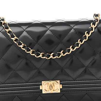 Chanel Glazed Calfskin Quilted Boy Wallet On Chain WOC Black 9 of 12