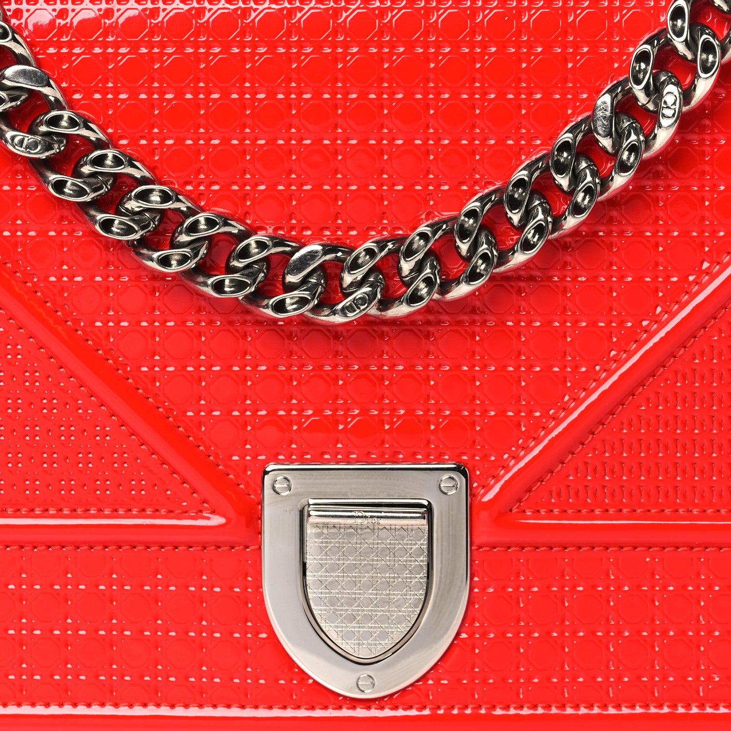 Christian Dior Patent Micro-Cannage Medium Diorama Flap Bag Red 8 of 14