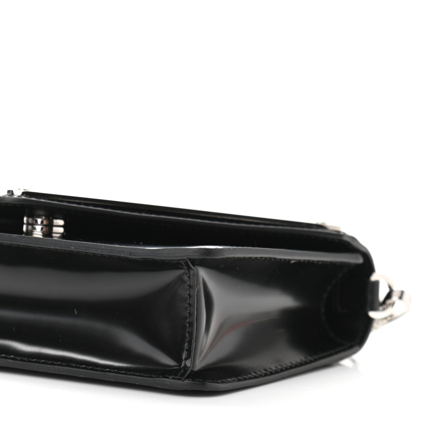 Spazzolato Triangle Logo Plate Flap Chain Crossbody Bag Black
