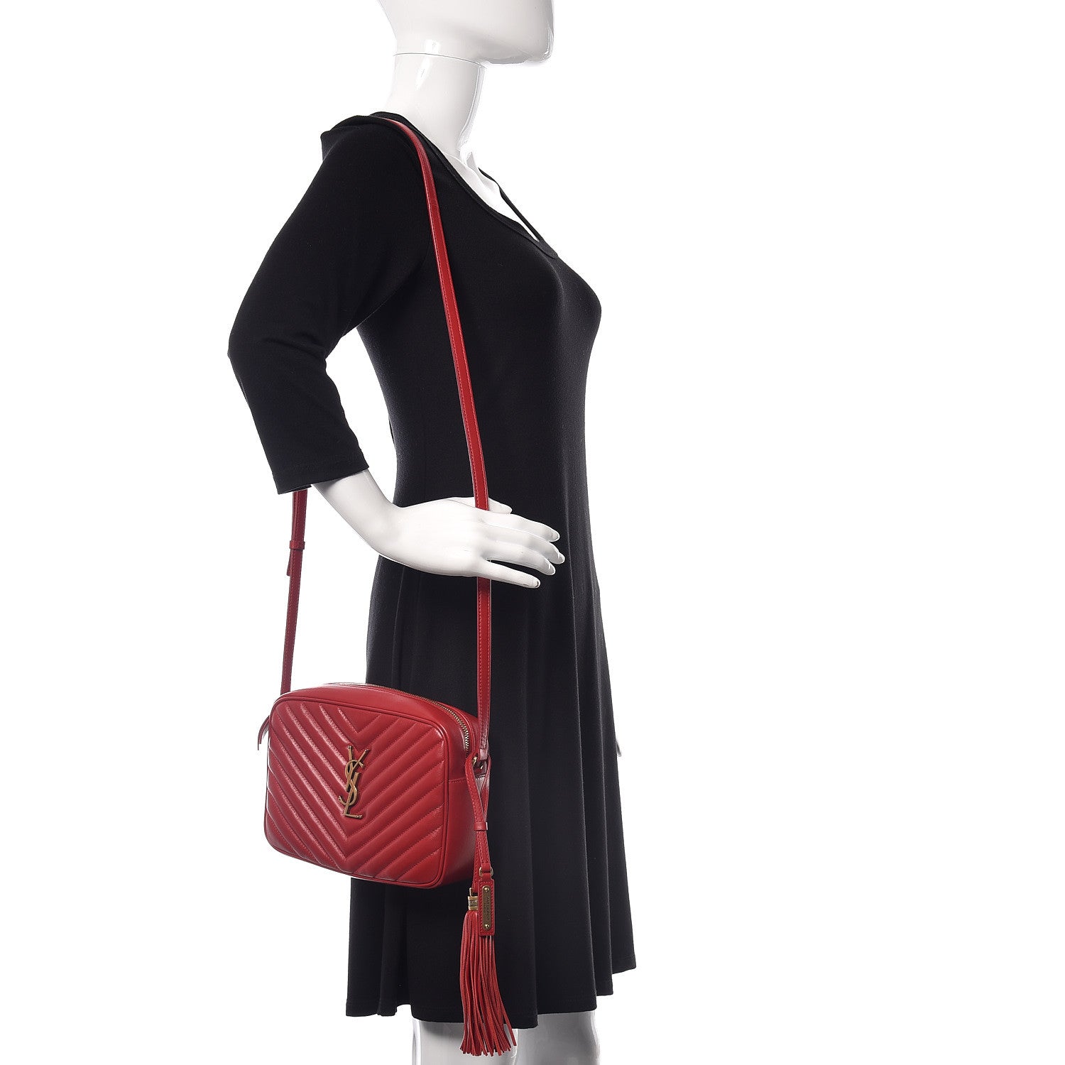 Saint Laurent Calfskin Matelasse Monogram Lou Camera Bag Rouge Eros 2 of 11