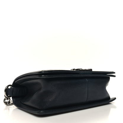 Chanel Calfskin Chevron Quilted Medium Chain Boy Flap Navy 4 of 12