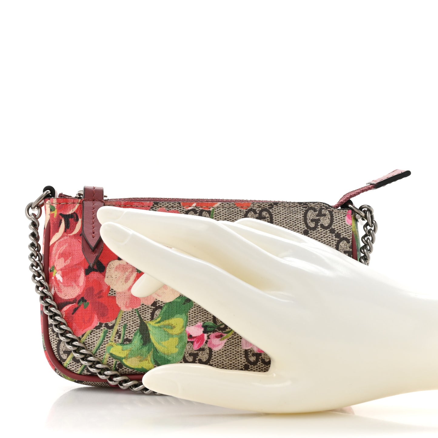 GG Supreme Monogram Blooms Mini Chain Bag Beige Multicolor Dry Rose
