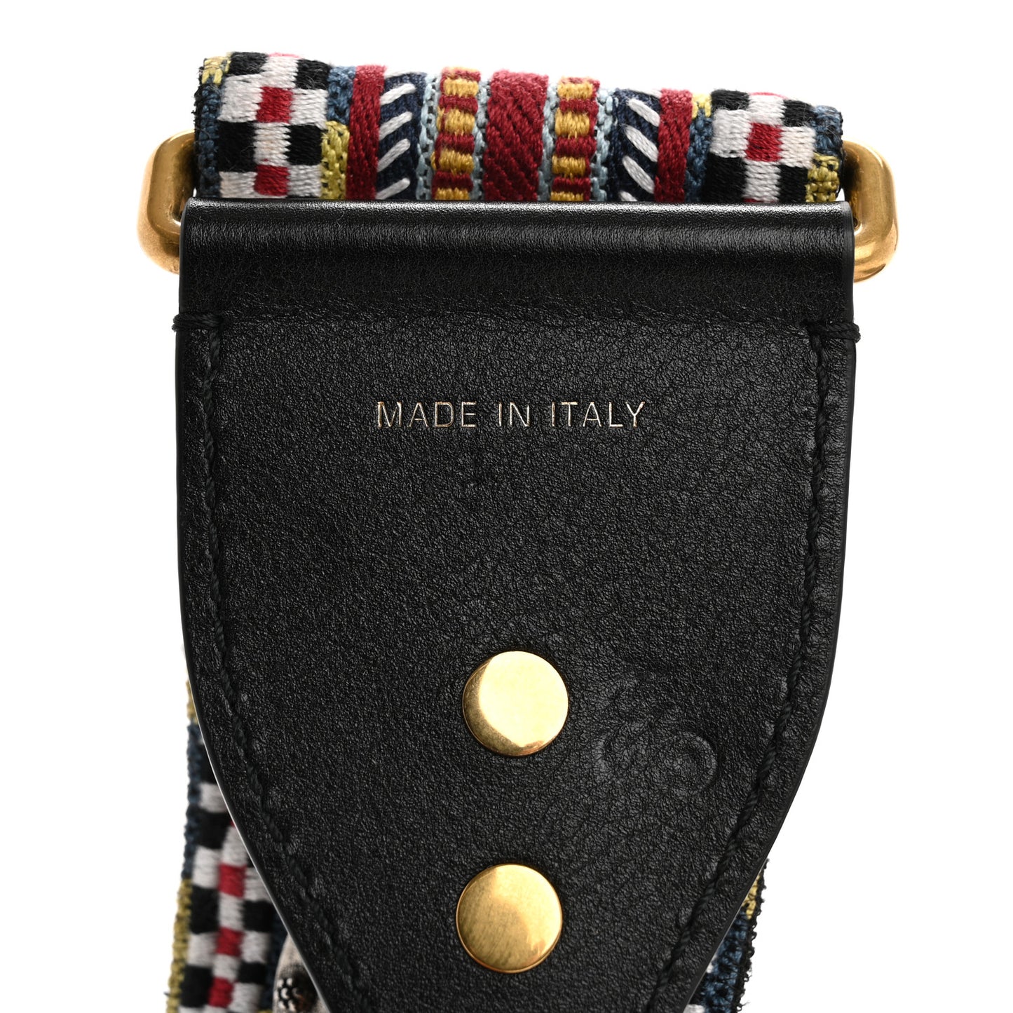Canvas Embroidered Studded Shoulder Strap Black Multicolor