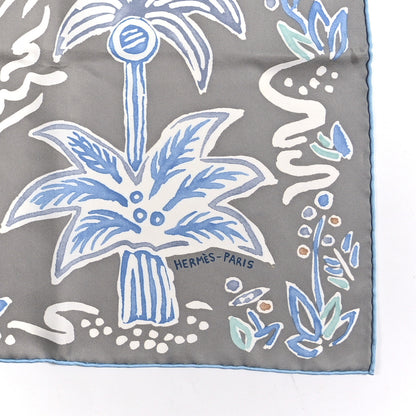 Hermes Silk Isola Di Primavera Scarf 90 Gris Clair Bleu Paradis 2 of 3