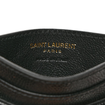 Saint Laurent Grain De Poudre Matelasse Chevron Monogram Credit Card Case Black 7 of 8