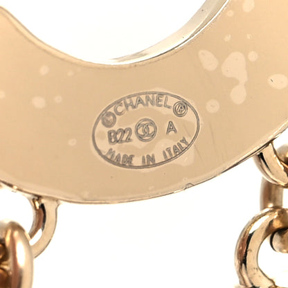 Chanel Metal Enamel Cha-Nel Logo Drop Earrings Black White 4 of 4