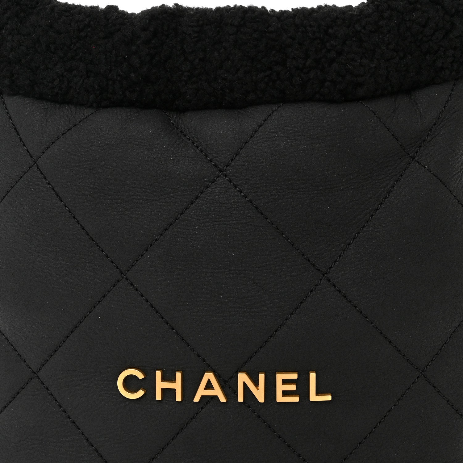 Chanel Shearling Aged Lambskin Quilted Small Chanel 22 Black 9 of 11