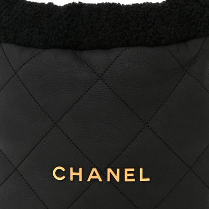 Chanel Shearling Aged Lambskin Quilted Small Chanel 22 Black 9 of 11