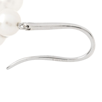 David Yurman Sterling Silver 18K White Gold Cultured Pearl Box Chain Drop Earrings 4 of 4