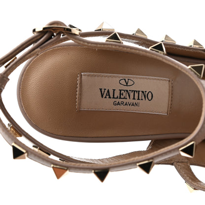 Valentino Garavani Pebbled Calfskin Rockstud Ankle Strap Pumps 38 Poudre 8 of 8