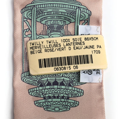 Hermes Silk Merveilleuses Lanternes Twilly Beige Rose Vert De Eau Jaune 2 of 4