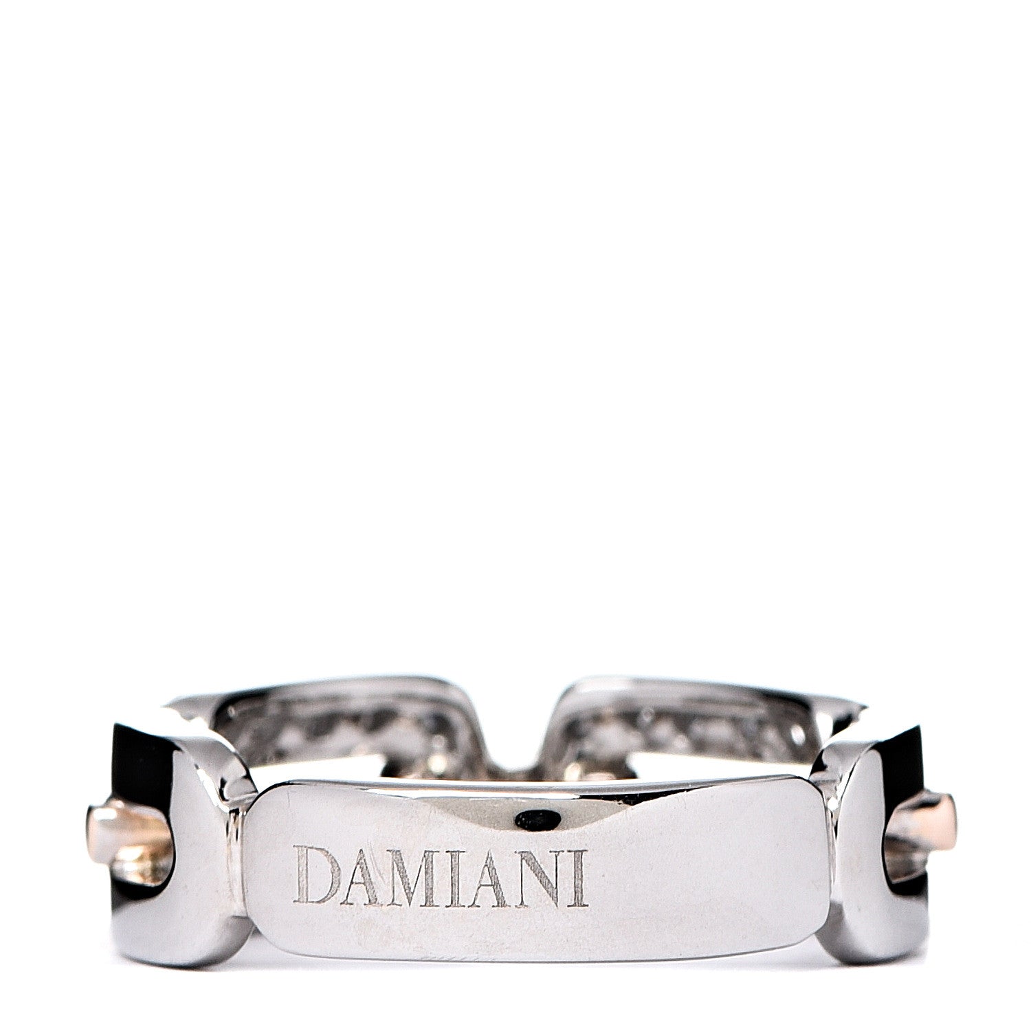 Damiani 18K White Pink Gold Diamond Chain Link Band Ring 53 6.25 2 of 5