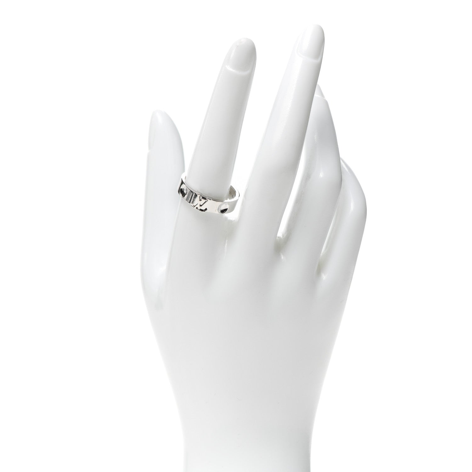 Louis Vuitton 18K White Gold Empreinte LV Ring 59 8.75 2 of 4