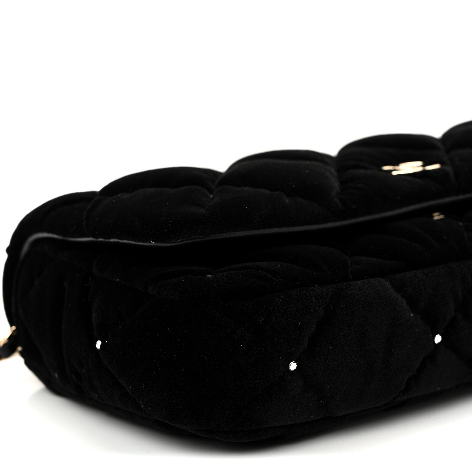 Chanel Velvet Diamanté Quilted Flap Clutch Black 10 of 11