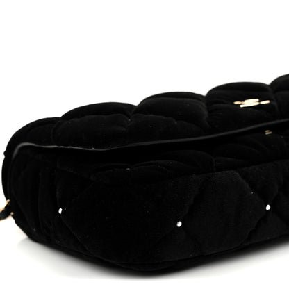 Chanel Velvet Diamanté Quilted Flap Clutch Black 10 of 11