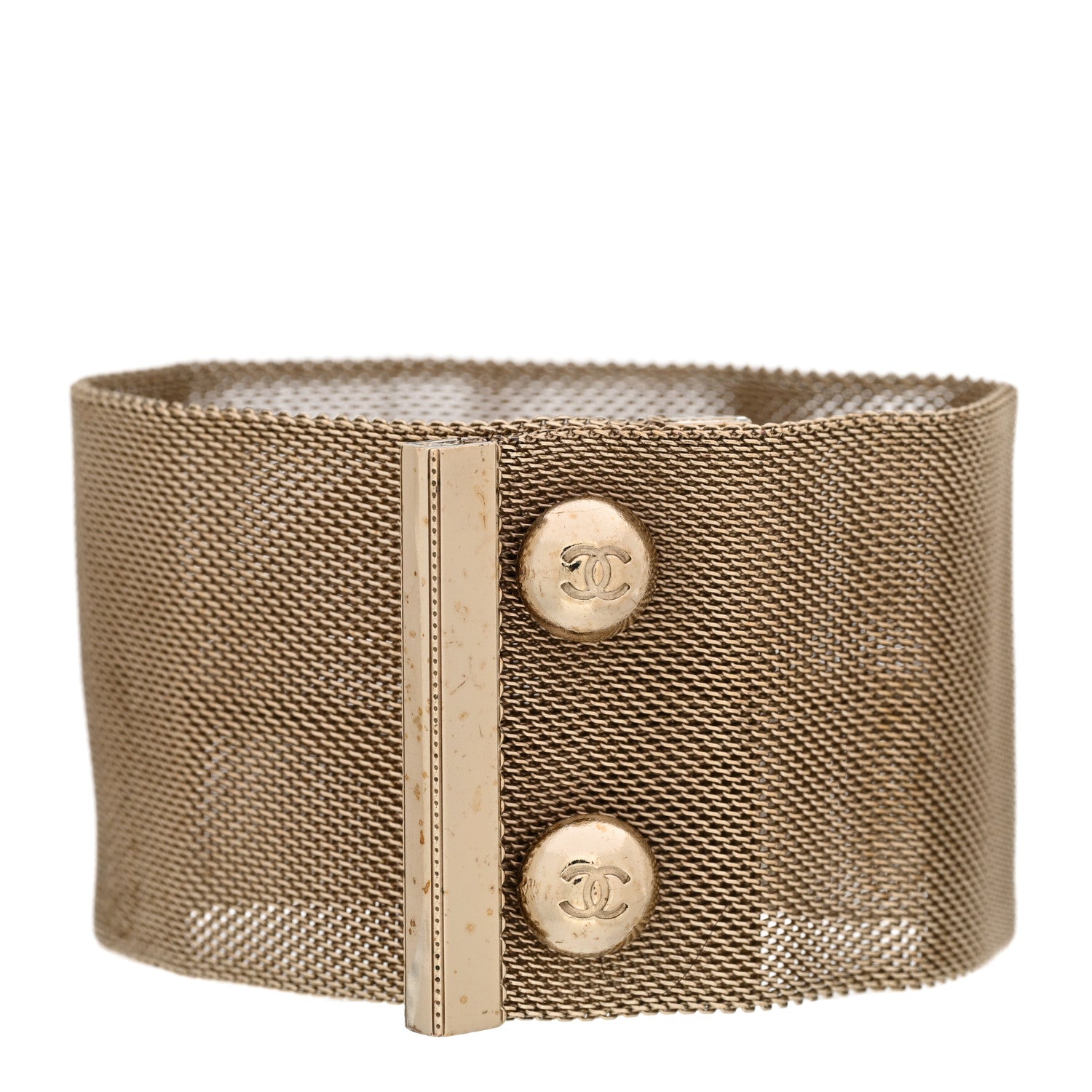Chanel Metal Mesh CC Bracelet Light Gold 3 of 6