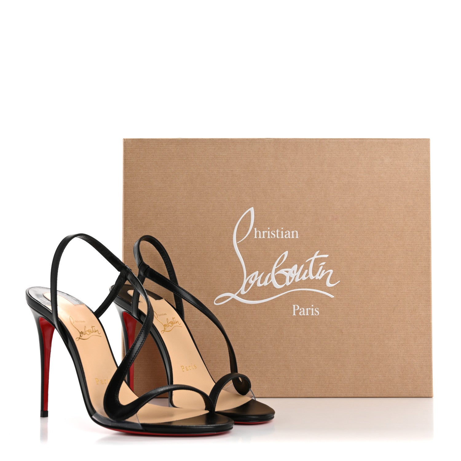 Christian Louboutin Kid PVC Rosalie 100 Sandals 37 Black 1713800