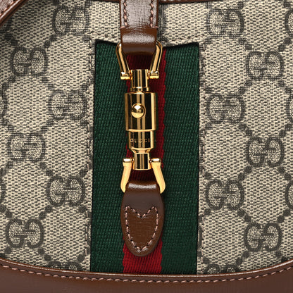 Gucci GG Supreme Monogram Azalea Calfskin Web Mini Jackie 1961 Hobo Beige Ebony Brown Sugar 8 of 11