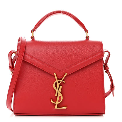 Saint Laurent Grain de Poudre Mini Classic Monogram Cassandra Top Handle Rouge Eros 1 of 11