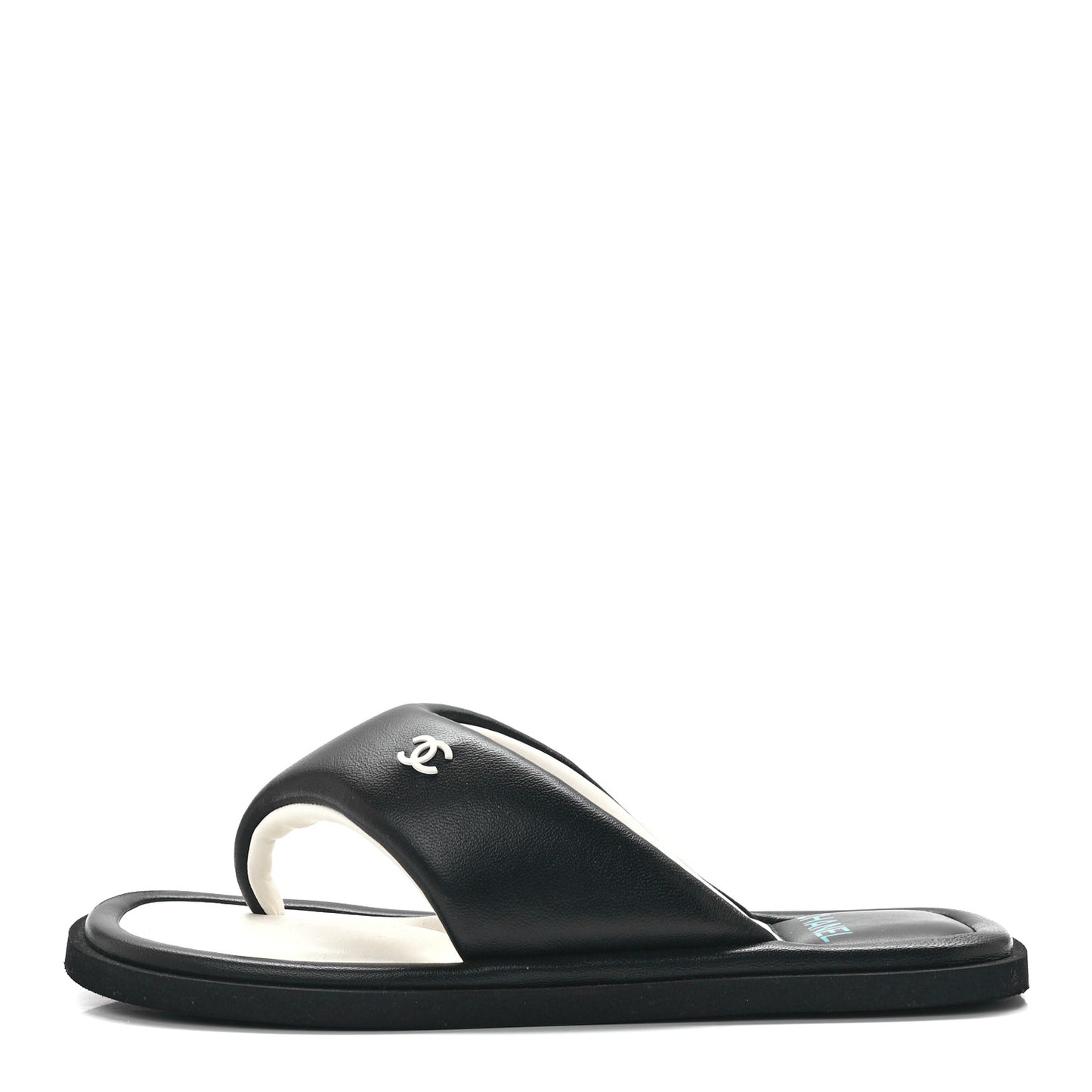 Lambskin Padded Pool Thong Sandals 38 Black