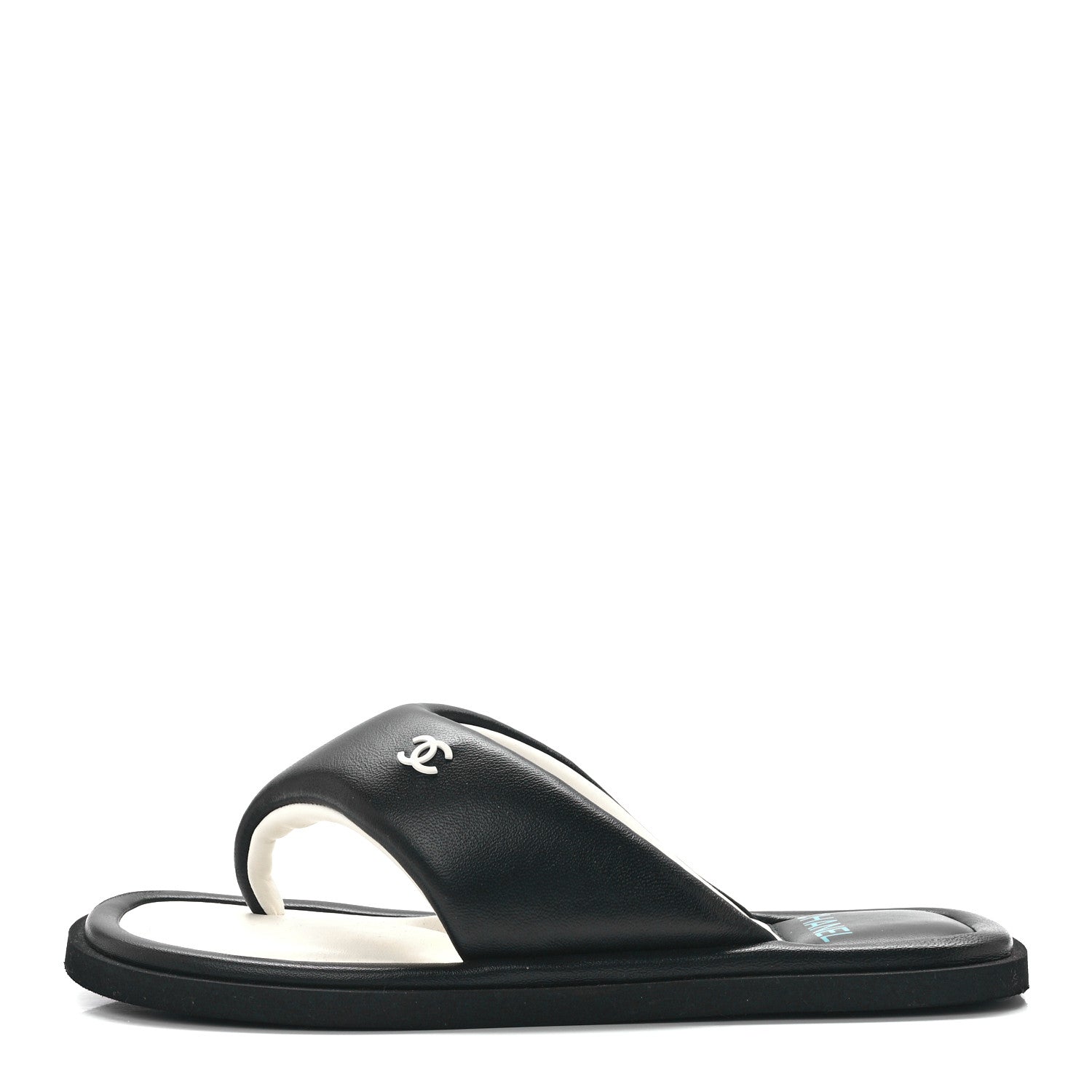 Chanel Lambskin Padded Pool Thong Sandals 38 Black 1 of 7
