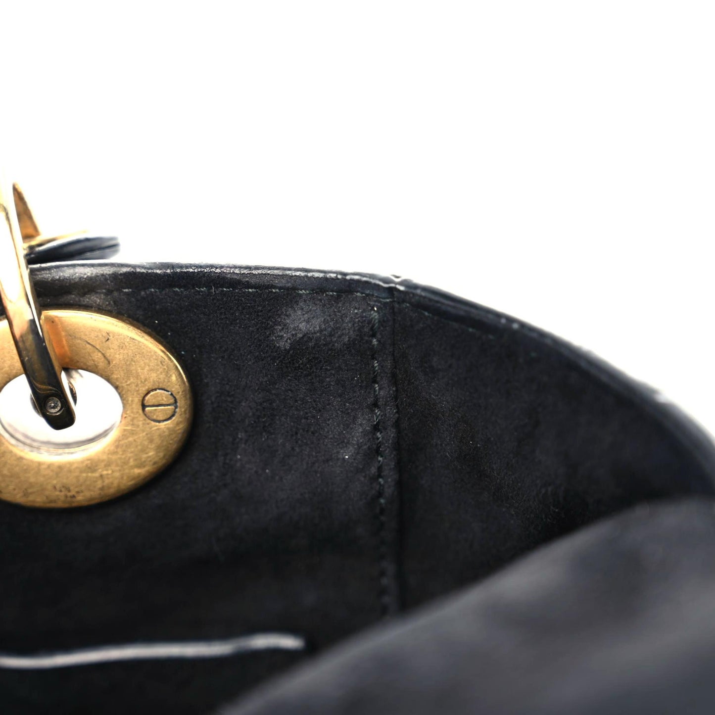 Crinkled Patent Cannage Small Lucky Badges My Lady Dior Black