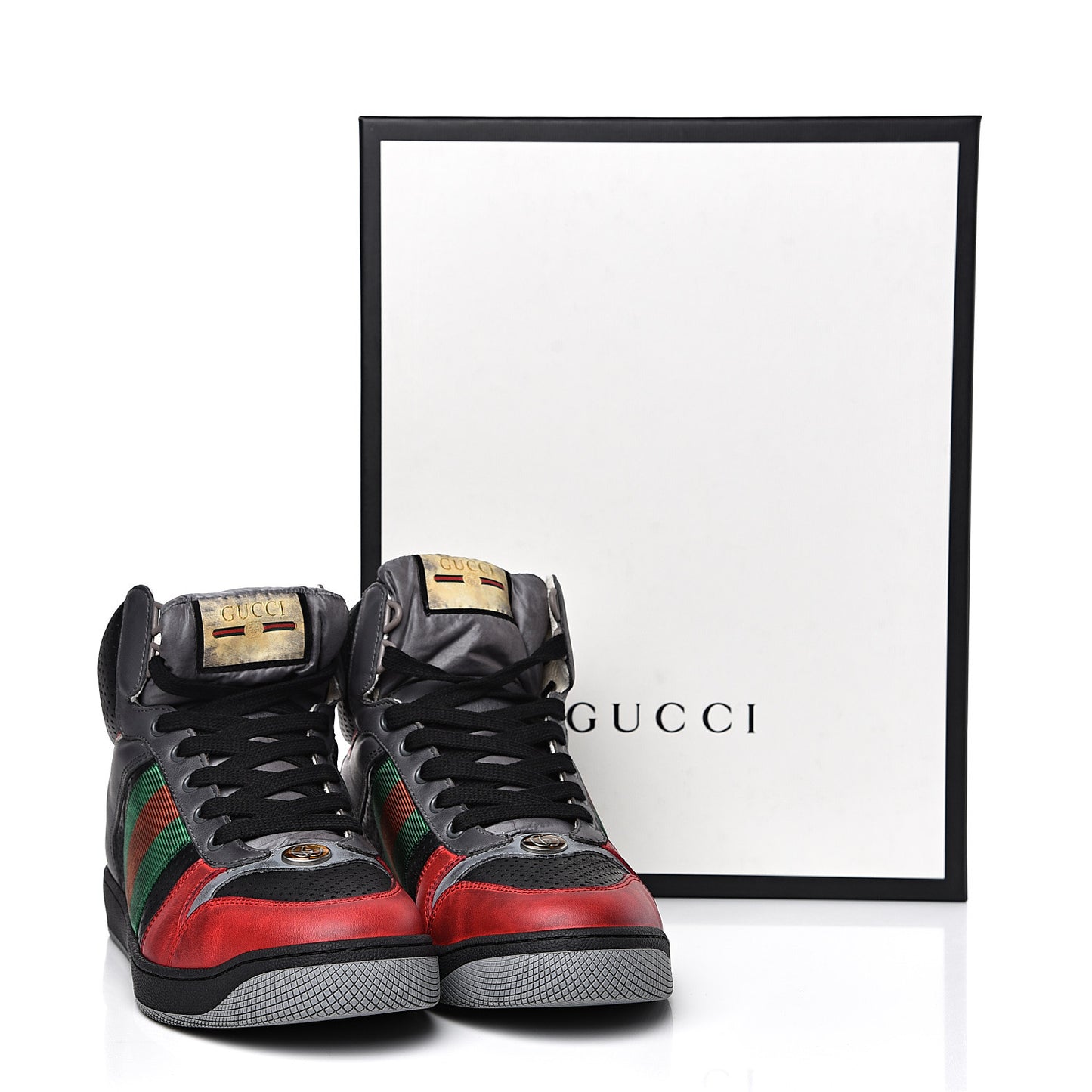 Miro Soft Calfskin Web Mens Screener High Top Sneakers 8 Light Hibiscus Red Black Foggy Grey