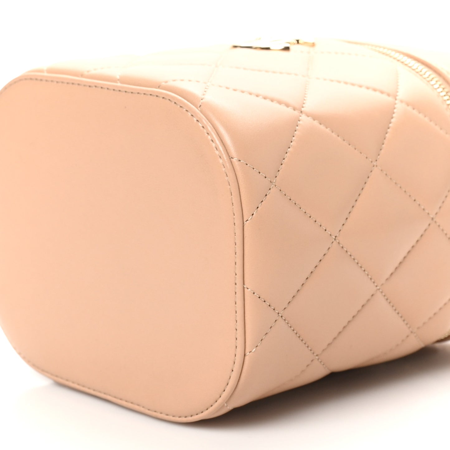 Lambskin Quilted Trendy Vanity Case Beige