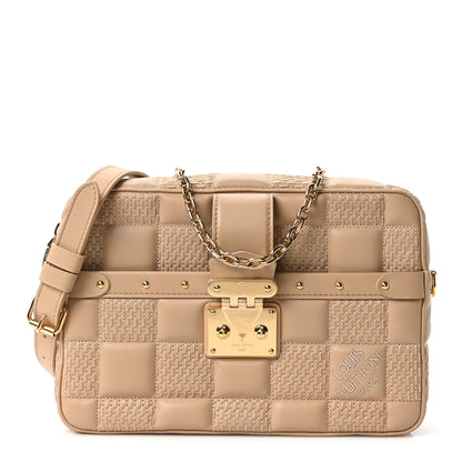 Louis Vuitton Lambskin Damier Quilt Troca MM Cashmere Beige 1 of 9