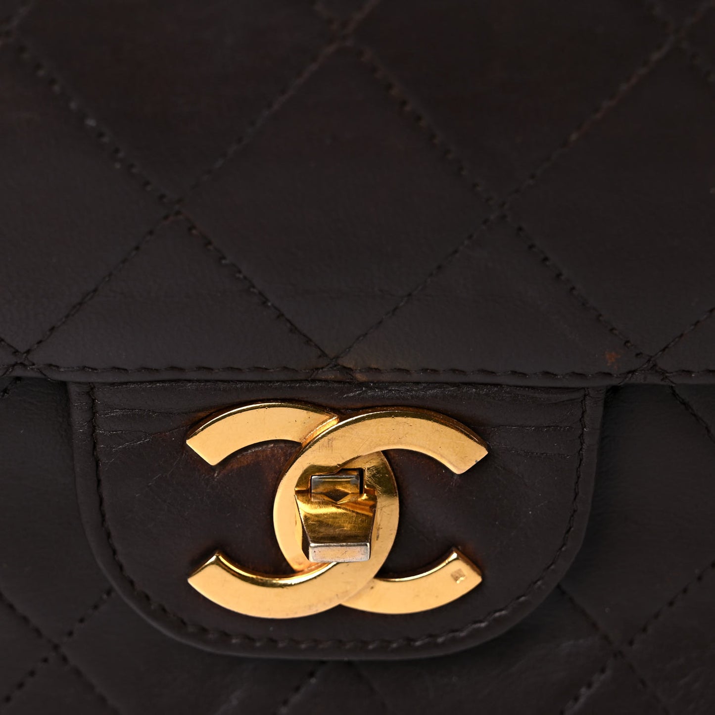 Lambskin Quilted Medium Bijoux Chain Double Flap Brown