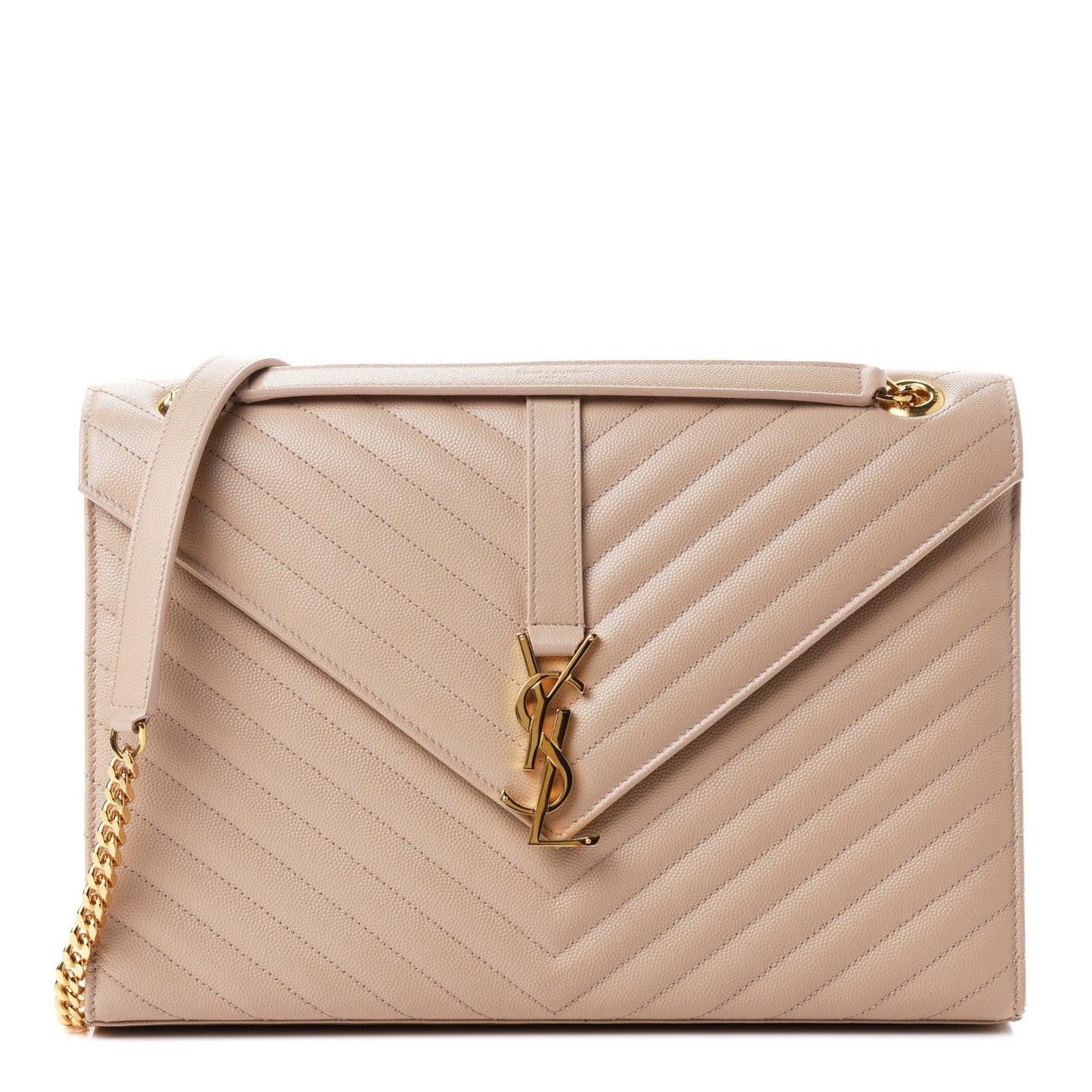 Grain De Poudre Large Tri-Quilt Monogram Satchel Dark Beige