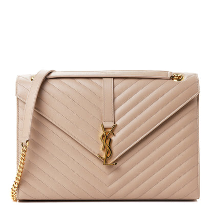 Saint Laurent Grain De Poudre Large Tri-Quilt Monogram Satchel Dark Beige 1 of 4