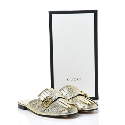 Gucci Galassia Womens GG Marmont Fringe Slippers 39.5 Platino 11 of 11