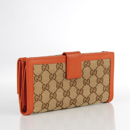 Gucci Monogram Margaux Calfskin Sukey Continental Organizer Wallet Beige Ebony Orange 3 of 7