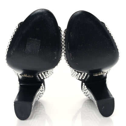 Prada Satin Crystal Ankle Wrap 105mm Sandals 39 Cristal 5 of 7