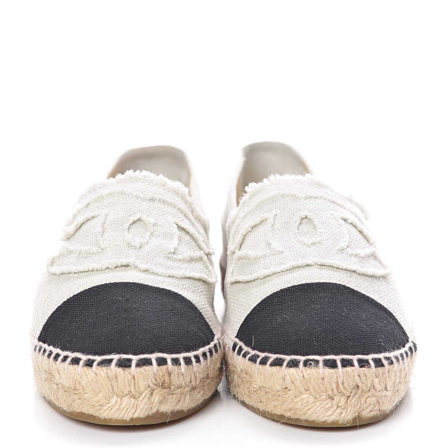 Chanel Linen CC Espadrilles 39 Beige Black 2 of 10
